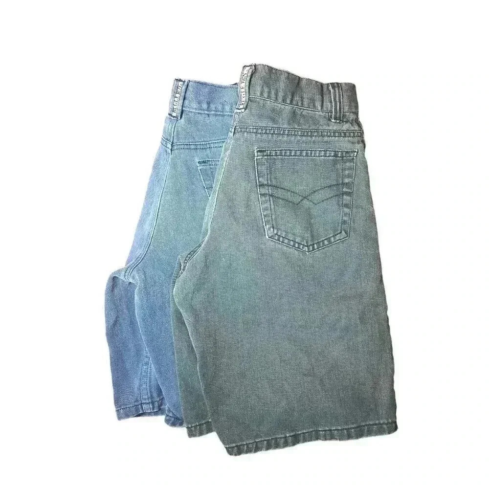 Vintage Bugle Boy Cargo Carpenter Shorts Boys Kids Size 12R FOREST GREEN, TEAL